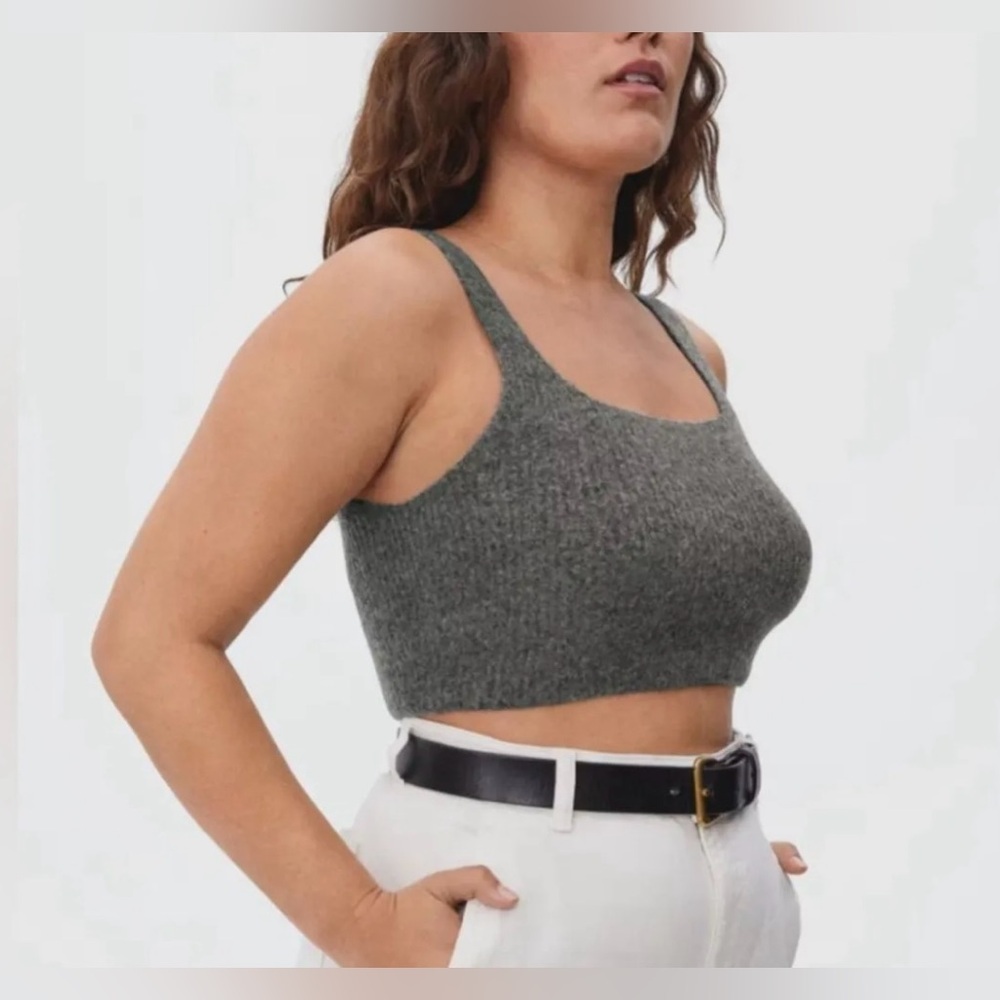 NWT Everlane Womens The Cozy-Stretch Tank Cropped Wool Blend Sleeveless Gray XS